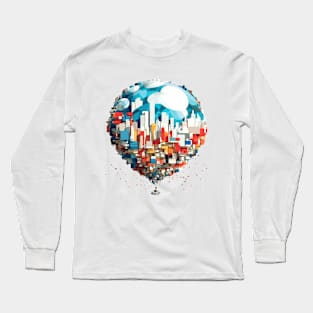 Air Ballon Discovery Travel Landscape Beauty Skyline Long Sleeve T-Shirt